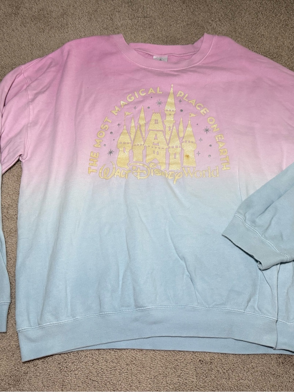 Walt Disney World Cinderella Castle Pullover Ombre Pink + Blue Sweatshirt